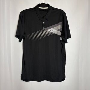 Oakley‎ Men's Black Graphic Polo Shirt Golf Athletic Performance Logo M